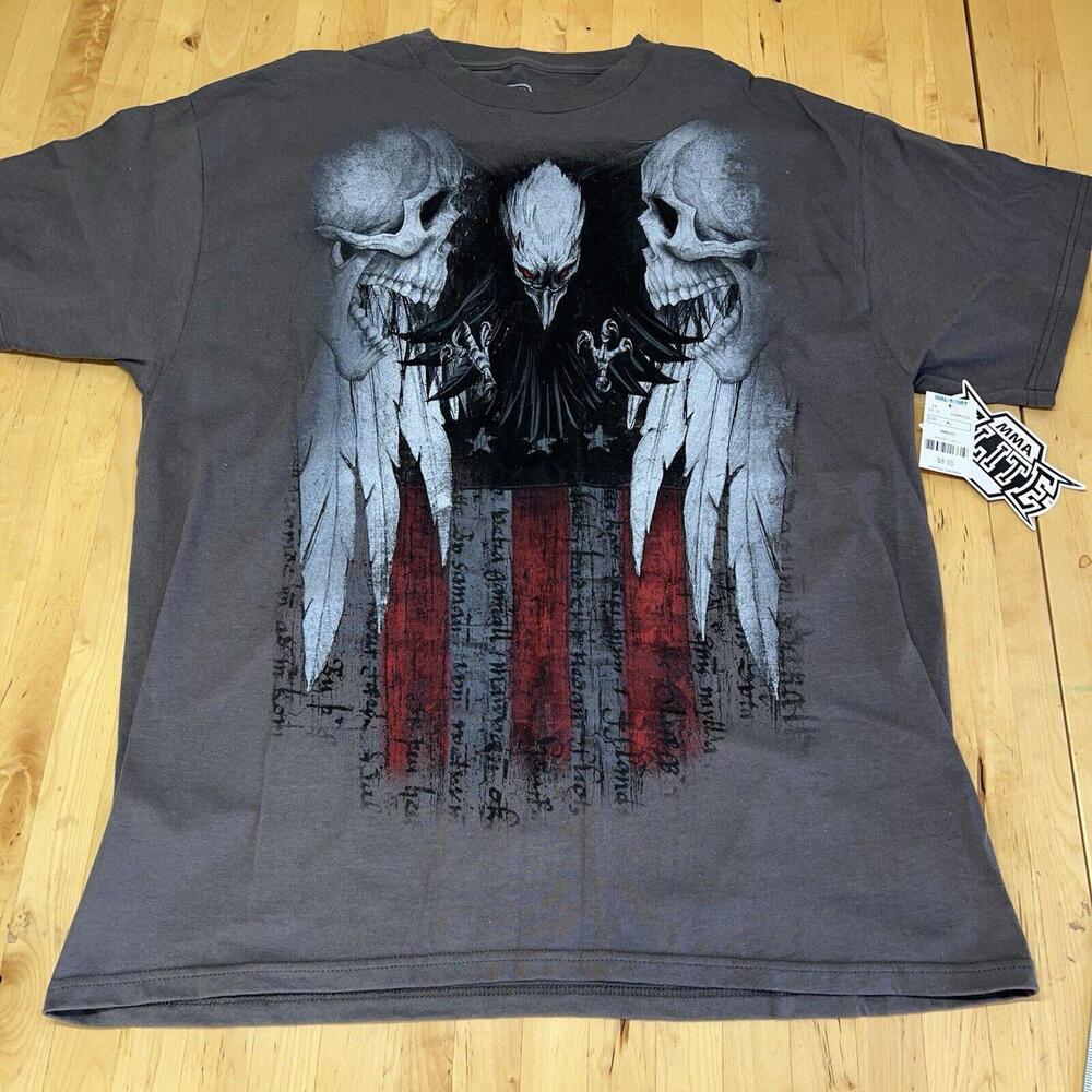 Y2K MMA ELITE Skulls Short Sleeve T-Shirt Men's XL Grunge NWT